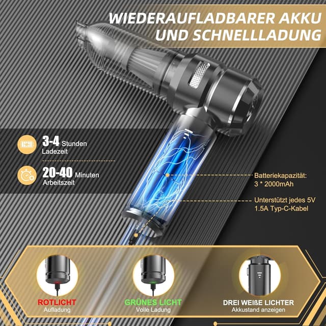 Detalle de Handstaubsauger 26000Pa Akku 4‑in‑1