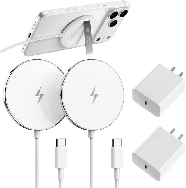 Detalle de New 15W MagSafe Magnetic Wireless Charging Pad (2-Pack, Ultra-Thin Portable) with PD 20W Block