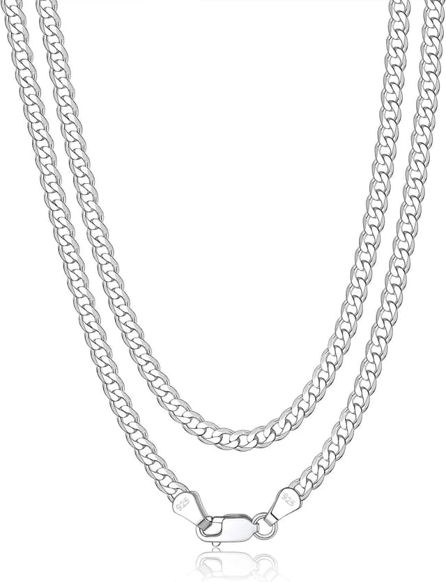 Detalle de Bandmax 925 Silber Panzerkette Herren/Damen (3/5 mm) in Sterling Silber – inkl. Geschenkbox, Längen 36–71 cm