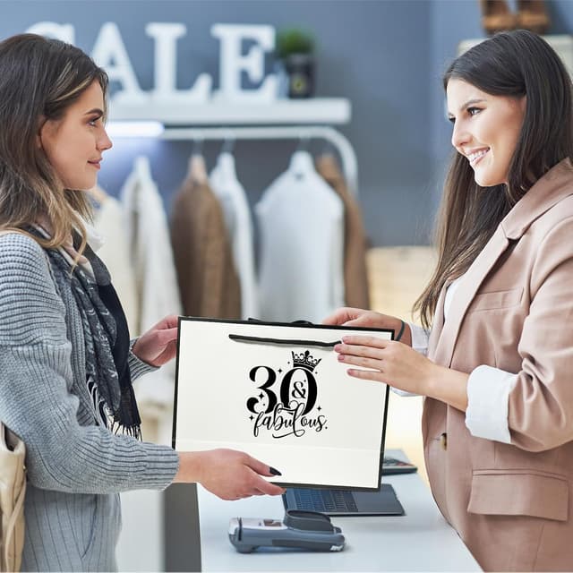 Thumbnail 6 de 30th Birthday Gift Bag with Tissue Paper and Card (28 x 10 x 20 cm) – Medium Unisex Party Gift Bag