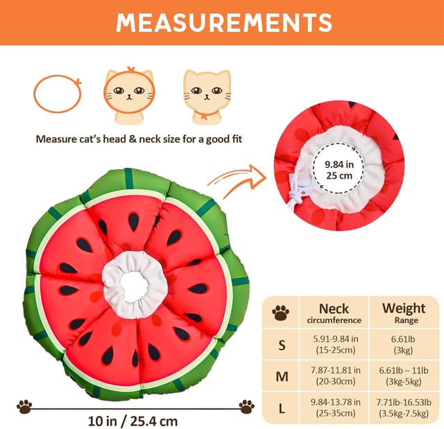 Detalle de Avont Cat Cone Collar Soft (Watermelon) – Adjustable recovery neck collar alternative to an Elizabethan cone, size S