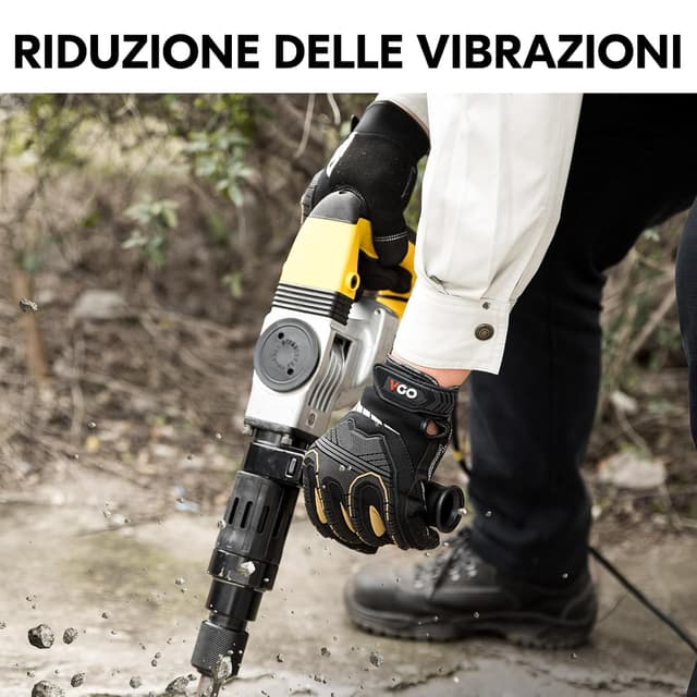 Detalle de Vgo... Guanti da lavoro uomo antivibrazione e antiurto in pelle (1 paio) per edilizia, decespugliatore e lavori pesanti