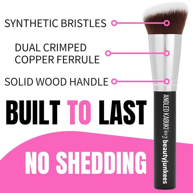 Detalle de Beauty Junkees Angled Blush Brush for Cream, Liquid & Powder Makeup