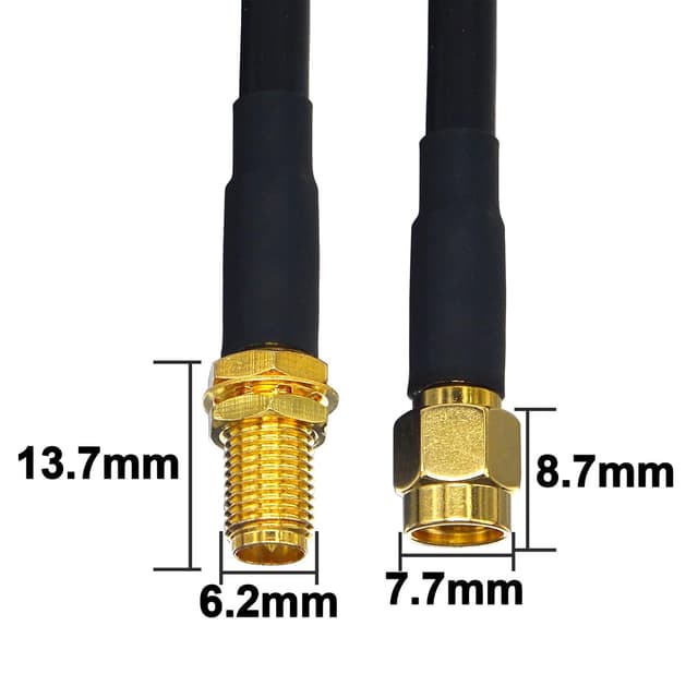 Detalle 2 de Boobrie Upgraded RP-SMA Male to RP-SMA Female 1m RG58/U coaxial extension cable