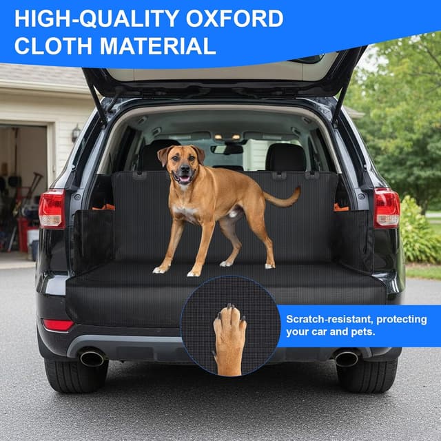 Detalle de HNCY Hundedecke Auto Kofferraum (Oxford, wasserdicht) mit Seiten- & Ladekantenschutz – 165 × 104 cm