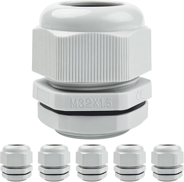 Detalle de Caianwin 6er-Set M32 Kabelverschraubung (IP68) für wasserdichte Kabeldurchführungen