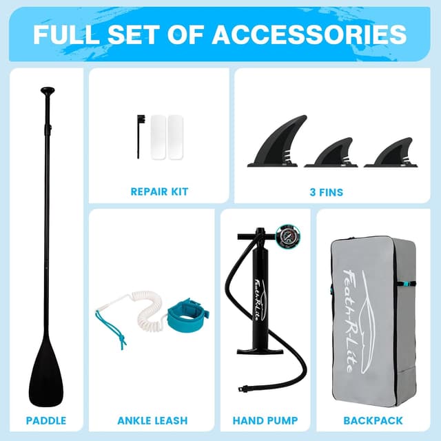 Detalle 1 de FEATH-R-LITE Ultralight Inflatable SUP Board (10' x 30") with Accessories