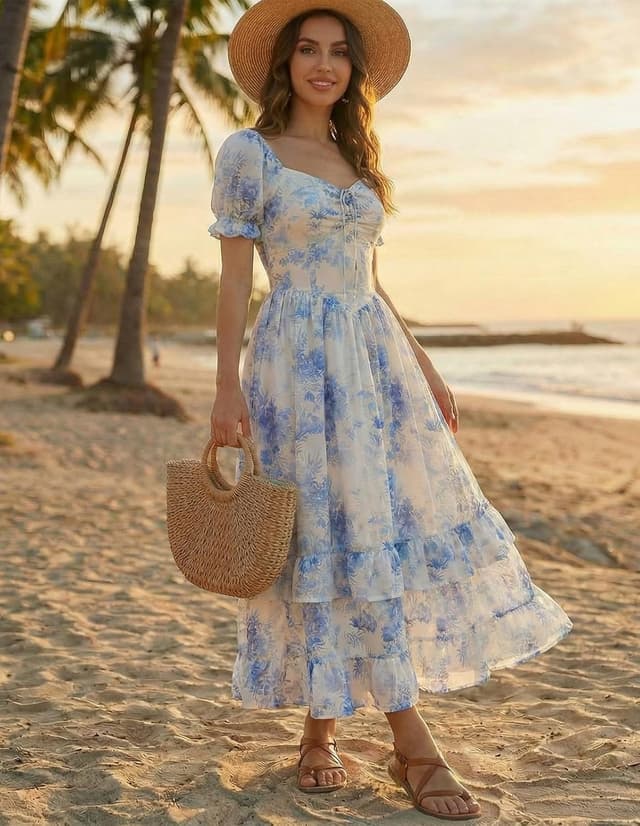 Thumbnail 4 de SCARLET DARKNESS Abito floreale vittoriano manica corta 👗