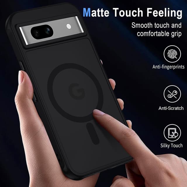 Thumbnail 6 de XTCASE Coque magnétique pour Google Pixel 8A avec MagSafe, dos mat translucide et protection anti-chocs, Noir