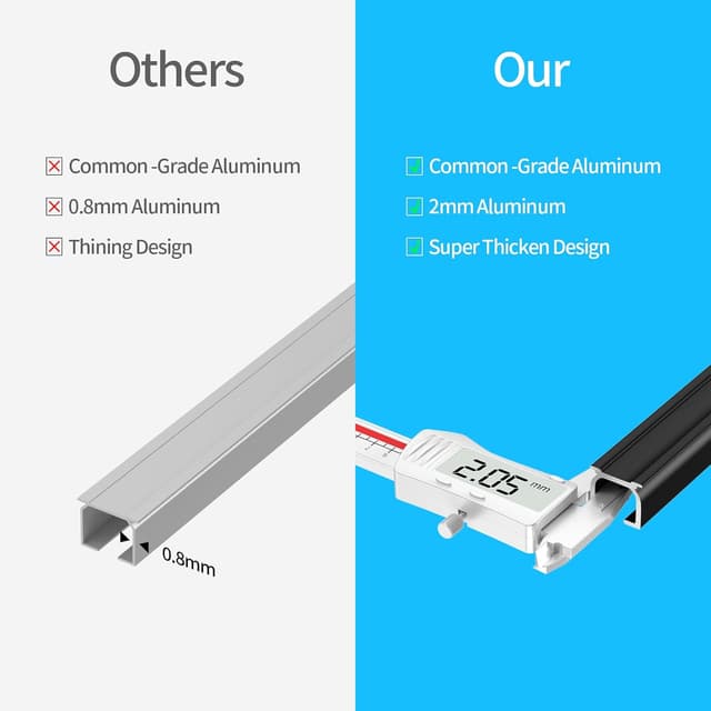 Detalle de Rail de rideau plafond et mural YLNANMI en aluminium, 3,23 m – coulissant silencieux et facile à installer