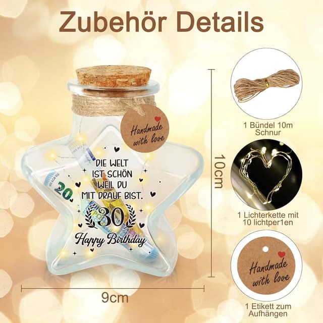 Detalle 2 de Giftota 30 Geburtstag LED Flaschenlicht Sternform