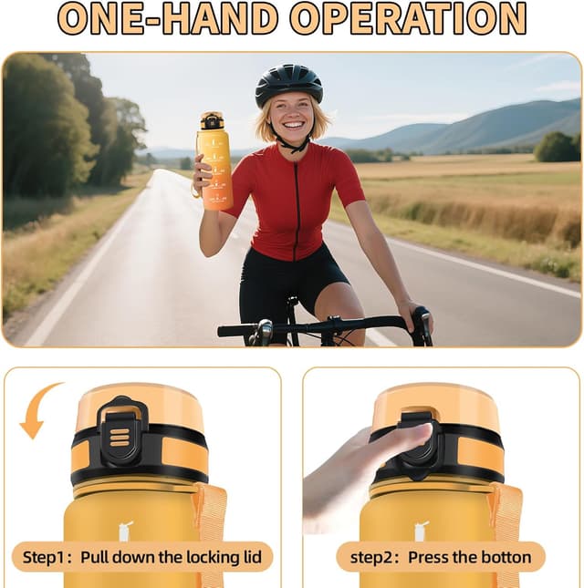 Detalle de Motswedi borraccia 1500 ml motivazionale con cannuccia, senza BPA