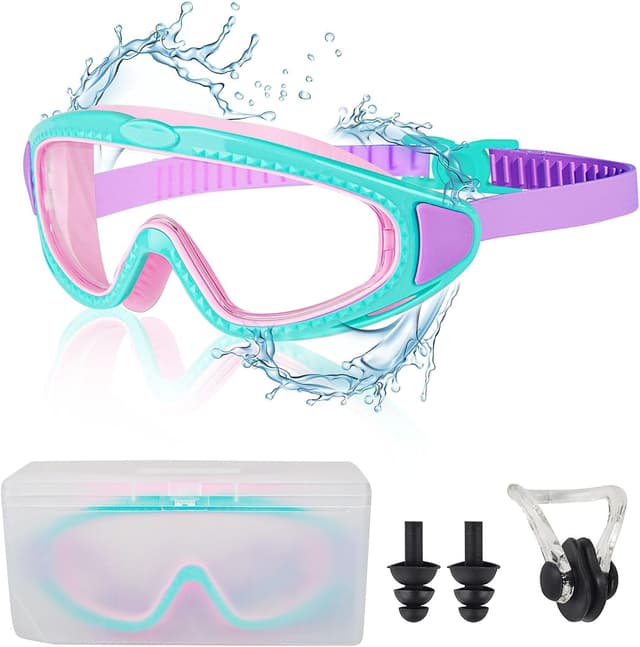 Detalle de Mezere Kids Swimming Goggles (Ages 6–14) Anti-Fog & UV Protection, Non-Leaking Swim Glasses