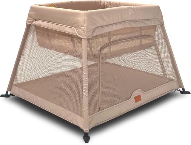 Detalle de Venture Airpod Travel Cot (0–3 Years) with Newborn Insert, Mattress & Foldable Playpen Function – Beige