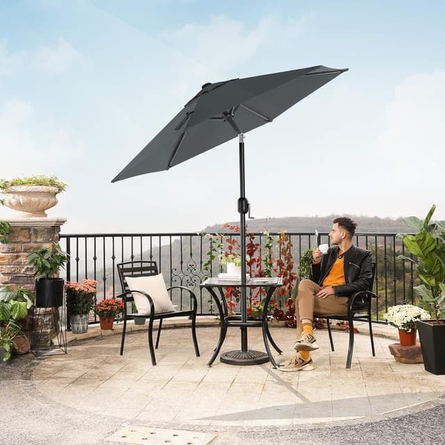 Detalle de SONGMICS Parasol de jardin octogonal UPF 50+ inclinable avec manivelle (pare-soleil) en polyester