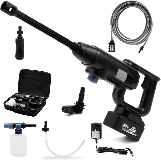 Detalle de Gtremulent idropulitrice a batteria portatile 1087 PSI (senza filo) con batteria 21V 4,0Ah e bocchetta regolabile a 3 livelli