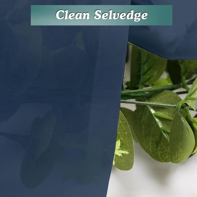 Detalle 2 de Chyhomenyc Navy Blue Sheer Scarf Valances (2-Pack) — 42" x 216" Extra Long Window Drapes