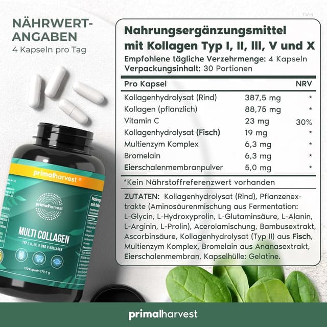 Detalle 2 de Primal Harvest Multi Collagen Kapseln 30 Portionen