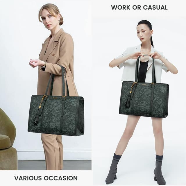 Thumbnail 6 de LOVEVOOK Vintage Leather Laptop Bag for Women (15.6-inch) with Clutch Purse