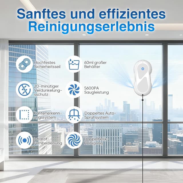 Detalle 2 de Fensterputzroboter 5600Pa mit Sprühfunktion