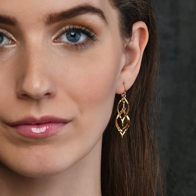 Detalle de Diamond Treats orecchini pendenti in argento Sterling 925 con design a spirale (49 mm) per donna e ragazza