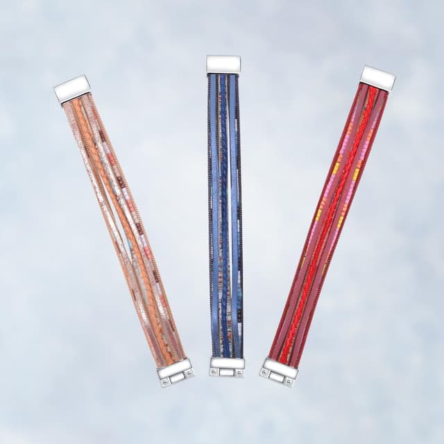 Detalle de Viwind Damen Lederarmband Boho Multilayer mit Magnetverschluss – ca. 19 cm, geflochtenes Wickelarmband