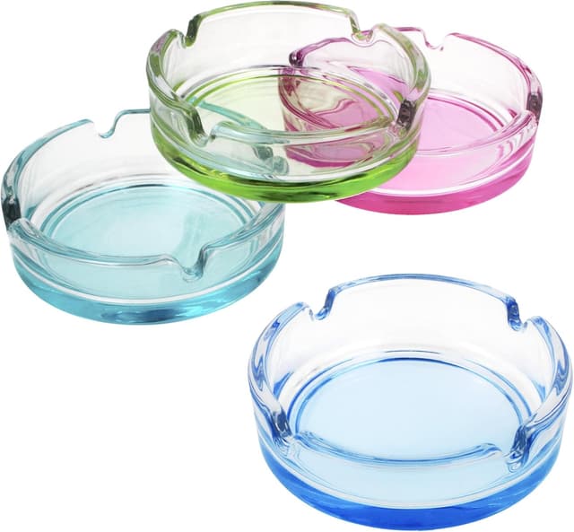 Thumbnail 6 de Com-four 4X Cendriers en verre 10,5 cm đ©