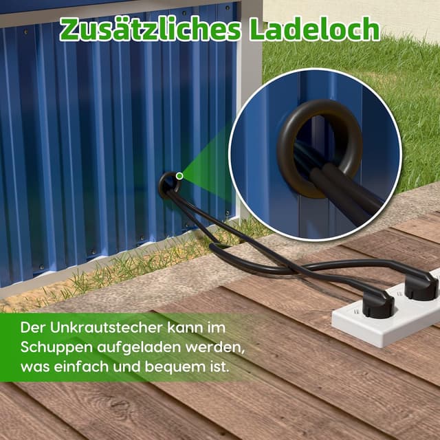 Detalle 2 de SUPEER Metall-Mähroboter-Garage mit Satteldach für Rasenmähroboter und Kleingeräte, schwarz (ca. 62 × 90,5 × 88,8 cm)