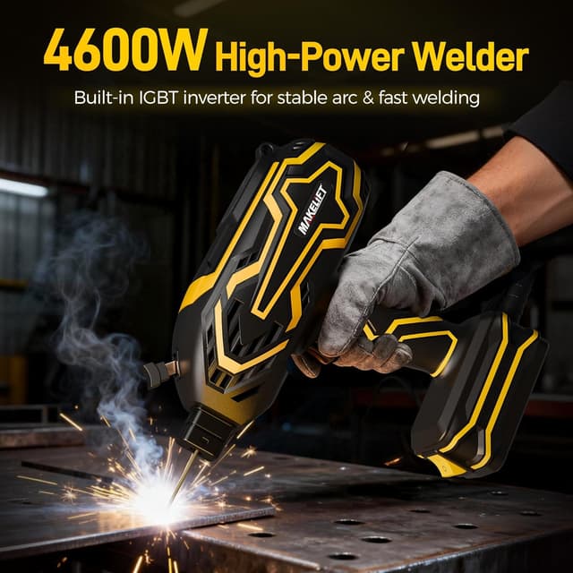 Detalle de Portable Handheld Welder 110V (20-120A) IGBT Inverter with Auto-Darkening Goggles, 8FT Copper Ground Cable