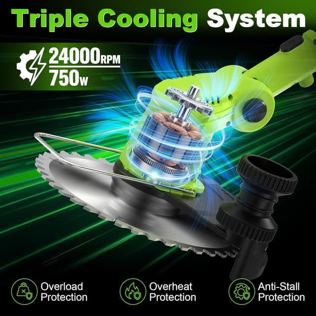 Detalle de VOERJIA cordless strimmer 21V 850W LCD