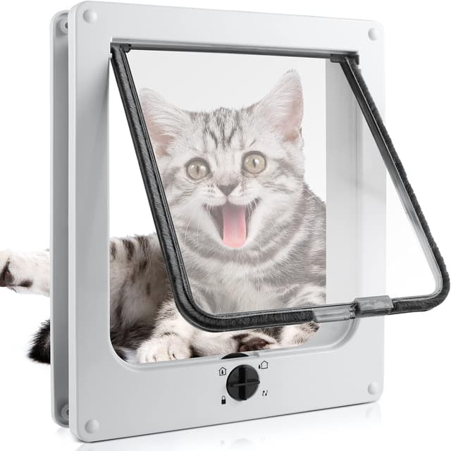 Detalle de Chatière pour chat avec magnétique à 4 voies et tunnel L-23,5 × 27 × 5,5 cm (blanc)