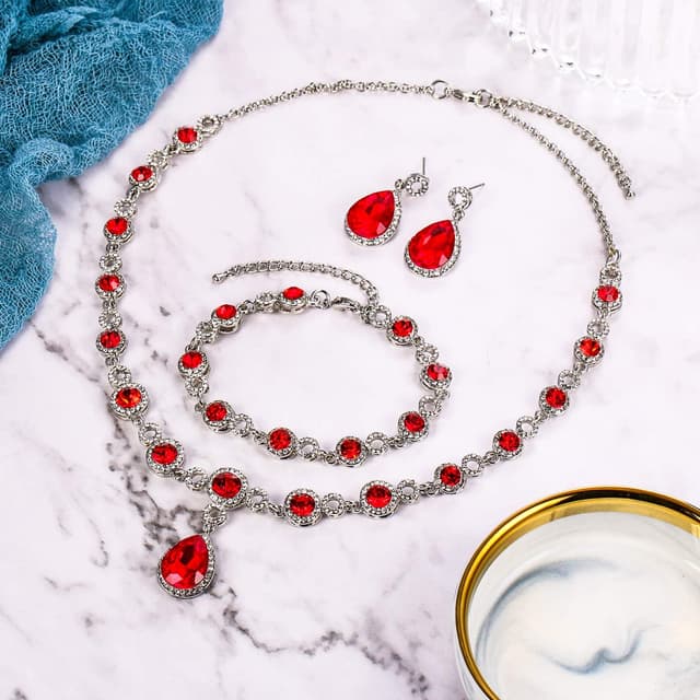 Detalle de Parure bijoux de mariage Clearine Femme Vogue en cristal autrichien (collier, bracelet, pendentif, boucles d’oreilles)