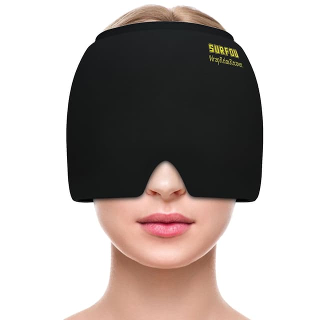 Detalle de SURFOU Migräne Maske Mütze – Kühlmaske für Kopf- und Migräneschmerzen mit 360° Gel Surround