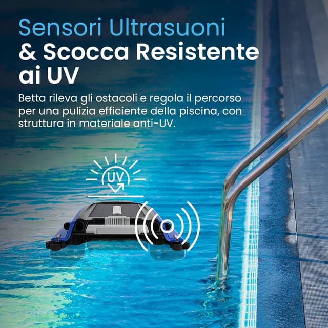 Detalle 2 de Betta SE Robot Skimmer Solare senza fili per piscina – pulitore automatico di superficie con batteria fino a 30h