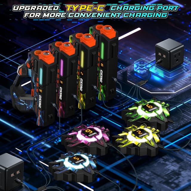 Thumbnail 5 de VATOS Rechargeable Laser Tag Set of 4 Players (360° sensors, 2.4GHz, Type-C charging)