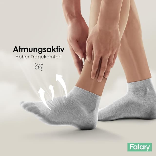 Detalle de FALARY Sneaker Socken 10 Paar Knöchelsocken aus Baumwolle – atmungsaktiv & unisex