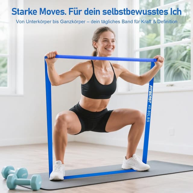 Detalle 2 de FitBeast Widerstandsbänderset (5 Bänder) inkl. Handschuhen & Türanker für Krafttraining zu Hause