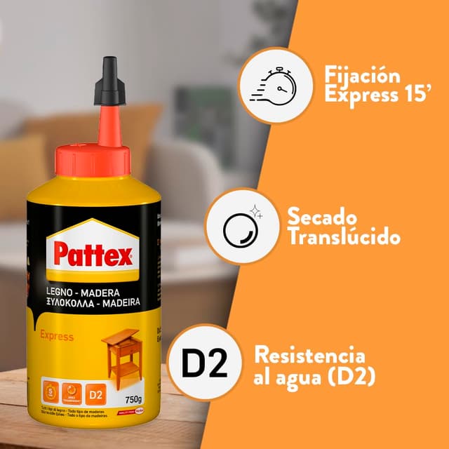 Detalle 1 de Pattex Cola Madera Express 750g 🪑 - Adhesivo Rápido