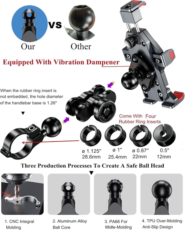 Detalle 2 de BRCOVAN Motorradhandyhalterung 4,7–7,2 Zoll