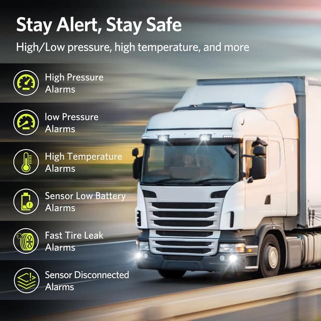 Detalle de GUTA Trailer Tire Pressure Monitoring System (RV TPMS) with 10 Sensors, 6 Alert Modes, Signal Booster, Large Color Display