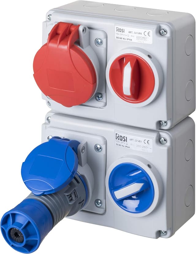 Detalle 2 de ROSI Presa interbloccata grigio/blu con indicatore di stato IP44