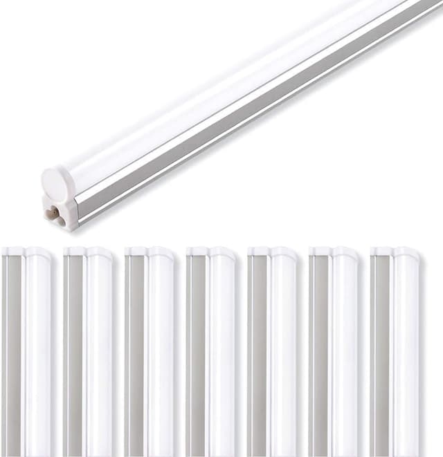 Detalle de Barrina 4ft LED Batten Light T5 Tubes (8-Pack) – 20W, 2200lm, 6500K, linkable garage lighting