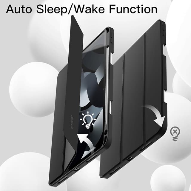 Detalle 2 de JETech Hülle für iPad Air 11 Zoll mit Stifthalter (weiches TPU, Auto Wachen/Schlafen) – Schwarz