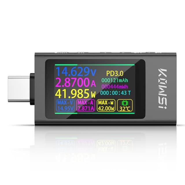 Detalle de YEREADW USB-C Tester Messgerät mit Anzeige für Schnellladeprotokolle (3,3–50 V, bis 12 A)