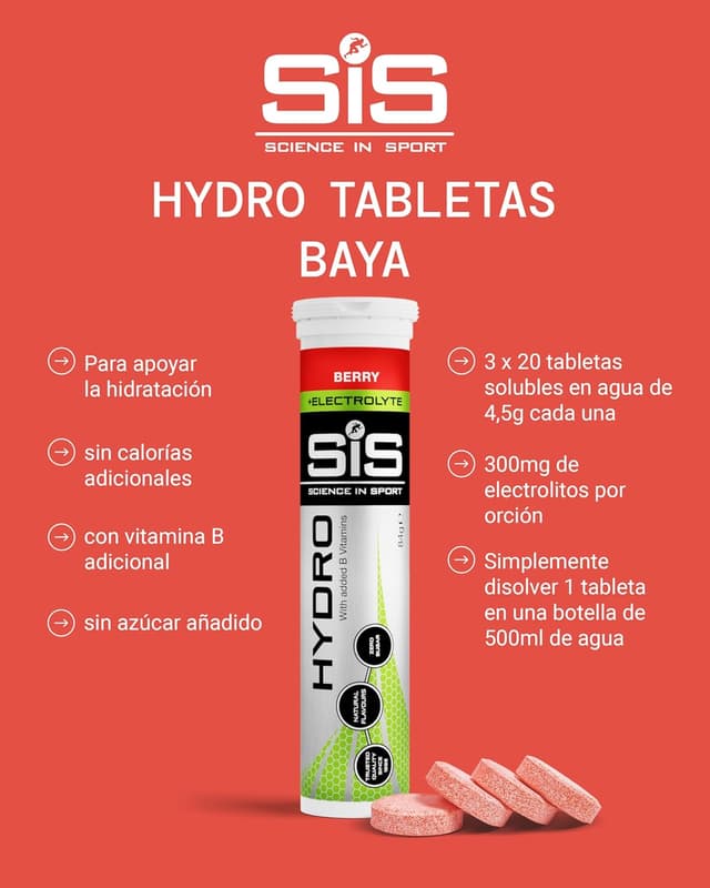 Thumbnail 1 de Science in Sport Tabletas Hydro Baya 🍇- Electrolitos Veganos Efervescentes