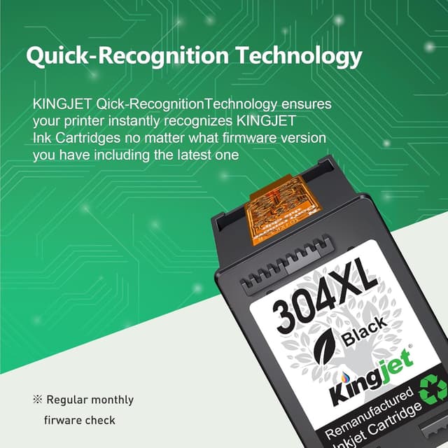 Detalle de KINGJET 304XL Combo Pack (304 XL) Ink Cartridges for HP 304 — Black & Colour Replacement