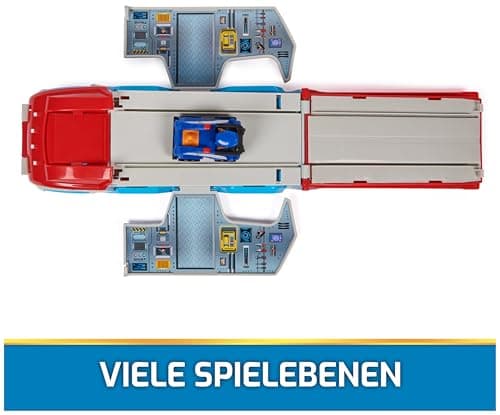 Detalle de Paw Patrol Pup Squad Paw Patroller transformable con figura de Chase y vehículo de carreras (pack, +3 años)