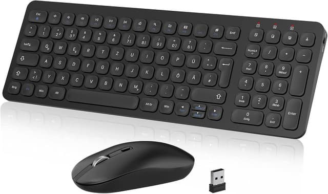 Detalle de cimetech Tastatur-Maus-Set Kabellos (2,4G) mit QWERTZ für Windows – ultraflaches Design