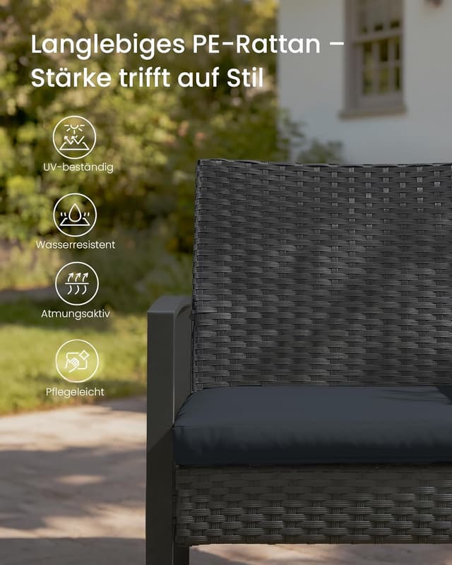 Detalle 2 de SONGMICS Balkonmöbel Lounge-Set mit 2 Stühlen