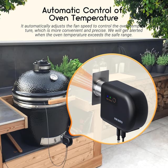 Detalle 2 de Inkbird Grillgebläse Bluetooth 5.1 & Wi‑Fi 2,4 GHz mit Smoker-Thermometer und 4 Sonden